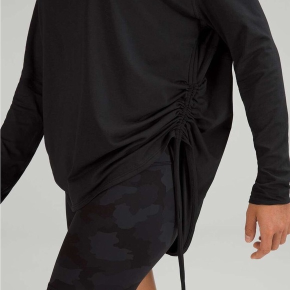 Lululemon Pima Cotton Side-Cinch Long Sleeve Shirt in Black - Size 4 - Picture 3 of 3